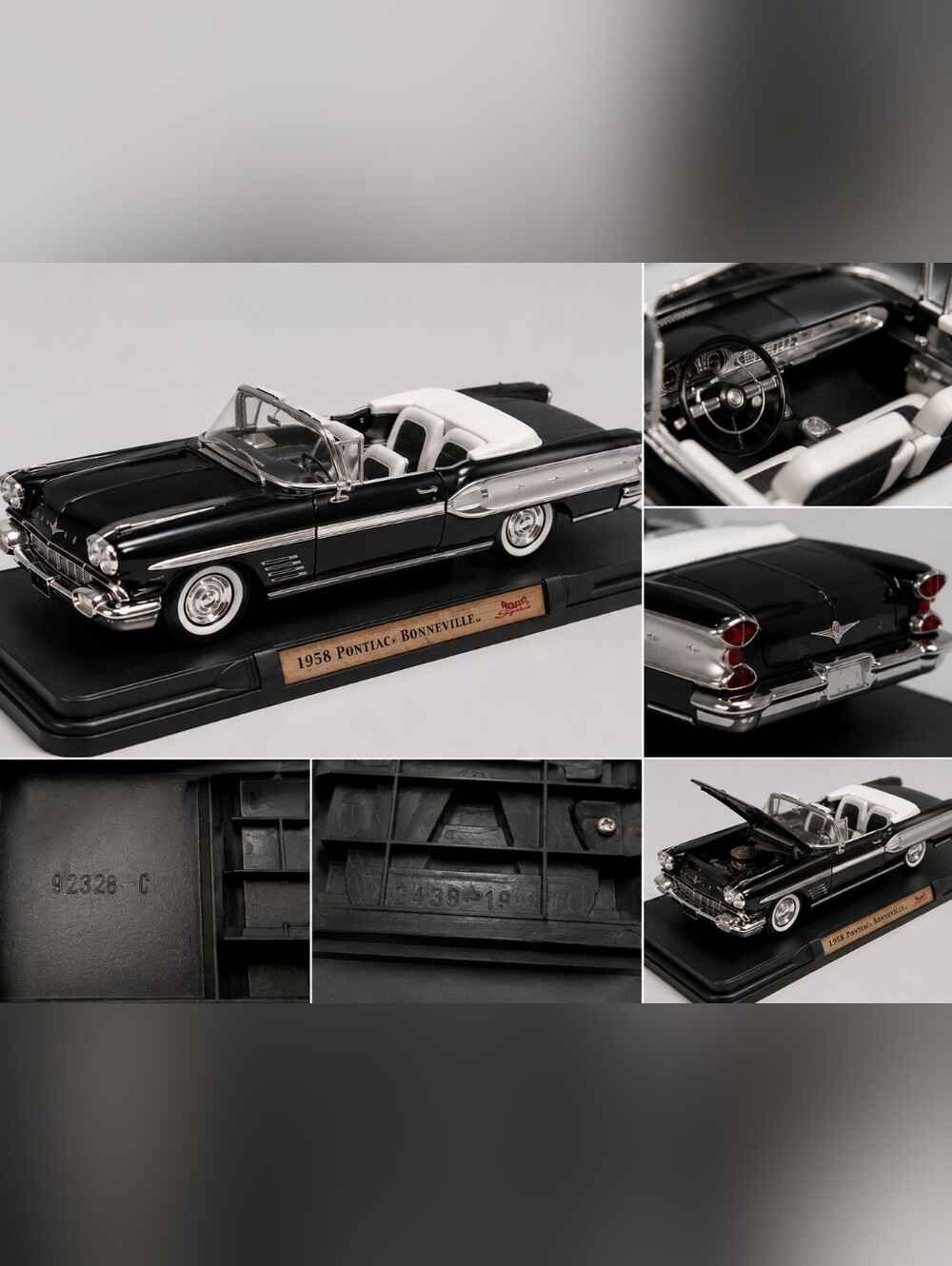 1958 Pontiac Bonneville Convertible Diecast Model - Black & White